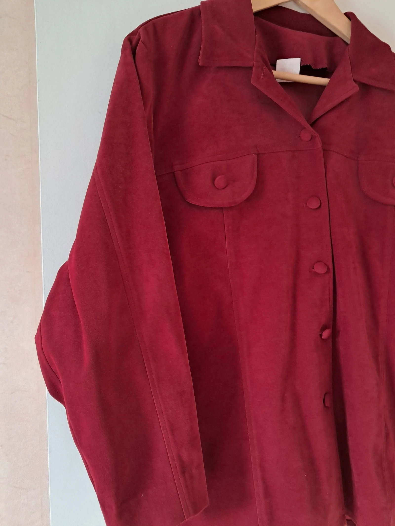 Camisa grossa 38 40 vermelha escura França vintage outono inverno quase nova – photo 2